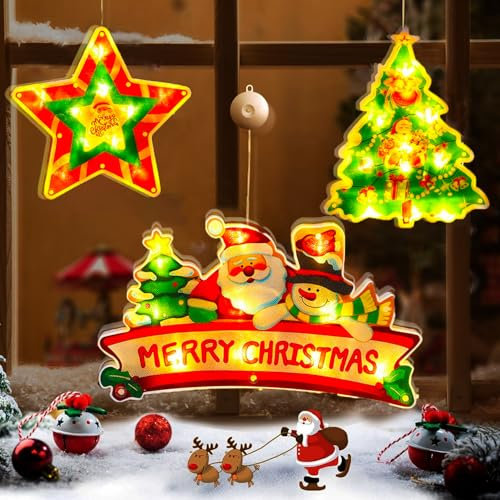 Weihnachts-Fensterlichter, Weihnachts-Fensterlichter, Weihnachtsdekorationen für den Innenbereich, Weihnachtsbaumschmuck, Weihnachts-Saugnapf-LED-Lichter, Weihnachts-Hängeleuchten (Stil 2)