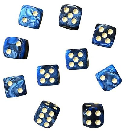 KRYMSON 10 Stück Schwarze Und Blaue Sechsseitige Würfel, Mini-Acrylwürfel, Tischspiele, 6-Seitige Gaming-Würfel, Gaming-Würfel-Set, Würfel-Set Für Brettspiele