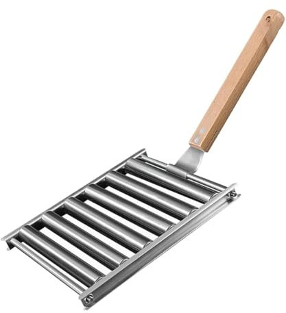 Doumneou Hotdog Rollrost Grill Wurst Roller Rack Edelstahl Rack mit extra langem Holzgriff