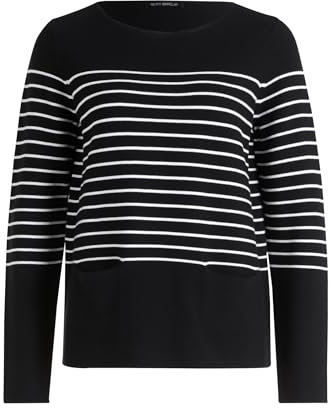 Betty Barclay Damen Feinstrickpullover mit Eingrifftaschen Patch Black/Cream,36