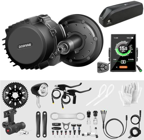 E-Mangue 48V 1000W Mittelmotor Mid Drive Motor Kit mit 13Ah Batterie&C18 Display, BAFANG BBS01B BBS02B BBS HD Elektrofahrradmotor Umrüstsatz für 68mm Tretlager Mountainbike, Rennrad, Pendlerfahrrad