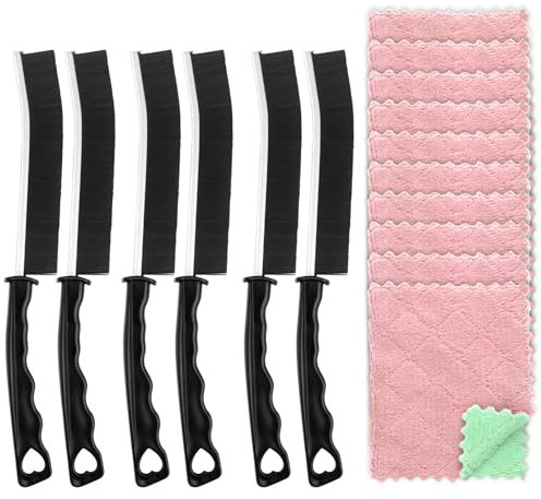 6 Pcs Magic Brush Crevice Cleaning Brush with 10 Towels, Hard Bristle Radiator & Venetian Blind Cleaner Tool for Home & Kitchen Small Spaces