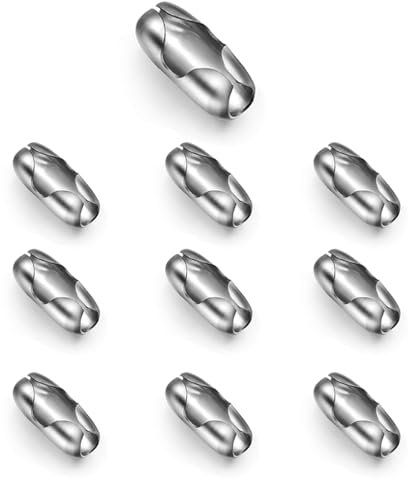 Bedama Blind Pull Cord Connector, Replacement Roller Blind Cord Connector Clips, Ball Chain Connector fits 4.5 mm Roller, Roman and Vertical blinds, 10 Pcs Stainless steel
