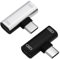 Be In Your Mind 2 Piezas Adaptador Divisor Dual Tipo C USB-C Carga/Llamadas/Remoto/Música Convertidor 2 en 1 Tipo C Compatible con Huawei Compatible con Honor Compatible con Xiaomi (Negro, Plata)