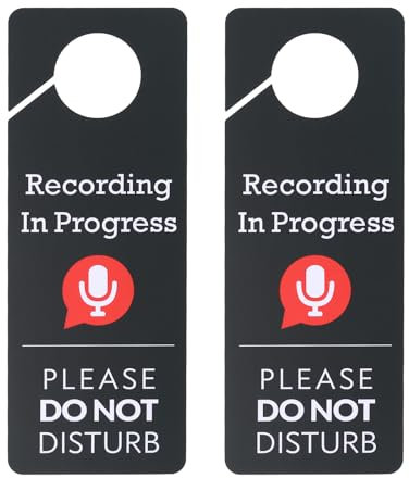 PATIKIL Bitte nicht stören Türanhänger Schild, 2 Stück PVC beidseitig Aufnahme läuft Türschild Dekor für Büro, Besprechung, Sitzung, Zuhause, Aufnahme, Grau, 9,3 x 3,5