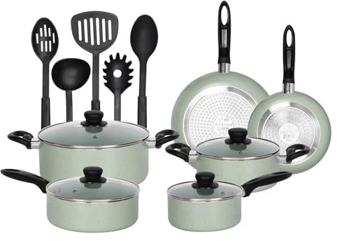 VELKER - Batteria da Cucina a induzione 15 Pezzi - Kit pentole a induzione con Rivestimento Antiaderente Adatto a Tutti i Piani Cottura. Set pentole Cucina