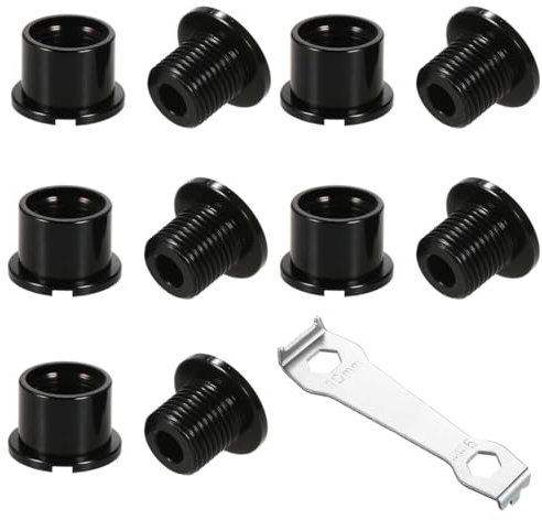 GXGM 5 Set + 1 Chiave, Bulloni per Corone in Lega di Alluminio Bulloni e Dadi per Accessori per Biciclette Bulloni per Corona Singola per Bici da Corsa MTB e Bici da Strada Guarnitura ,negro