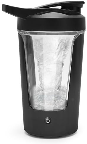 Tutamaz Shaker à protéines électrique, 450 ml, charge rapide, USB, rechargeable, mixeur à protéines, 7000 tr/min, pour shakes protéinés et repas, noir