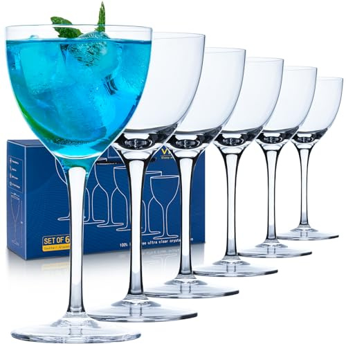 VIFVOR Martini Glasses Set of 6, Nick and Nora Glasses - 6oz Hand Blown Lead-Free Crystal Cocktail Glasses for Martini, Manhattan, Negroni, Aperitifs - Elegant Bar Glassware in Gift Box