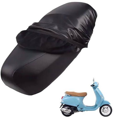 Genérico Cuero Funda Asiento Moto Compatible con Vespa LX 125 2009-2010, Impermeables a Prueba de Lluvia para Scooter (Black)