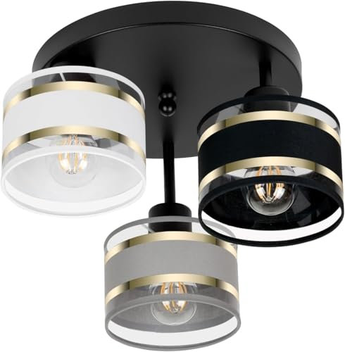 alfalux Deckenlampe Mit 3 Lampenschirmen Moderne LED Deckenleuchte Leuchte Lampe Wohnzimmerlampe Schlafzimmerlampe Kinderzimmer Wohnzimmer Schlafzimmer Badezimmer Küche Deckenleuchten TI-3030SC-WEGRSC