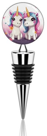 Wine Stoppers for Wine Bottles Cute Unicorns Zinc Alloy Bottle Stopper Reusable Wine Saver with Sealing Ring Wine Bottle Cover