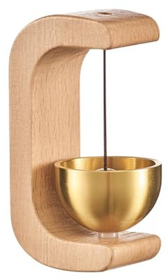 Wooden C Shaped Wind Chime for Doors | Magnetic Door Chimes When Door Opens | Shopkeepers Bell for Door Opening | Retro Brass Style Magnetic Door Chime