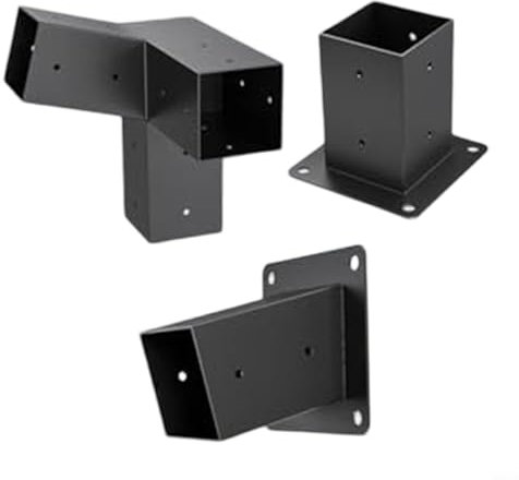 Kit de support pour pergola, montage mural de toit 4 x 4, support de pergola, support de poteau en bois coudé avec vis, kit de montage pour tonnelle pergola (kit gauche 15°)
