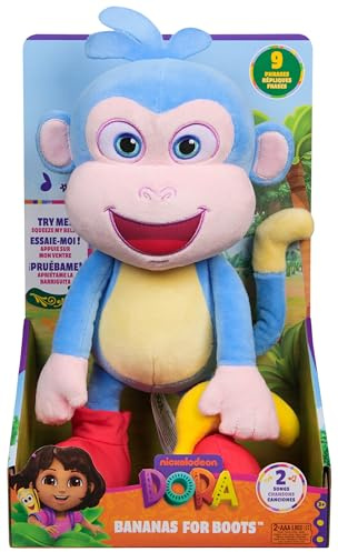DORA Bananenfreund Boots - ca. 30 cm große, interaktive Plüschfigur zur beliebten TV-Serie mit 2 Liedern und 9 Sätzen, für fantasievolles Spielen, für Kinder ab 3 Jahren