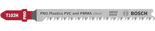 Bosch 3x PRO Plastics PVC and PMMA clean T102H Jigsaw Blade, 100 mm, 3-teil | für Kunststoff, Kunststoff, Länge 100 mm, Professional Zubehör Stichsäge