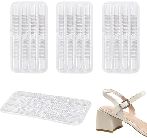 16 Pezzi Adesivo Tacco Alto Trasparente Nastro, Tacco Alto Trasparente Nastro Antiscivolo, Inserti in Silicone per Scarpe con Cinturino per Donne e Uomini