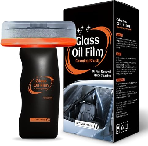 Car Glass Windshield Oil Film Cleaner Brush, 100g Emulsion Glass Cleaner for Automotive Windshields, Windows & Rearview Mirrors – Streak-Free Clarity, Enhanced Driving Safety