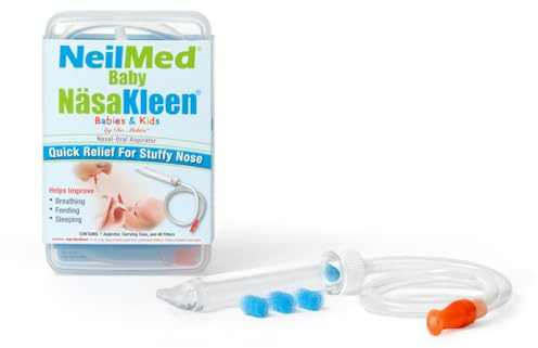 NeilMed Baby NasaKleen Nasal-Oral Aspirator with 49 Hygiene Filters and a Convenient Storage Travel Case