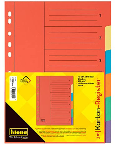 Idena Kartonregister A4 6 teilig 170g/m²