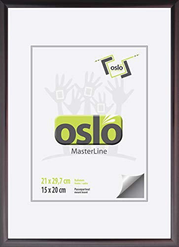 OSLO MasterLine Bilderrahmen A4 21 x 30 (exakt 21x29,7) Aluminium stahl (dunkel silber) Echtglas Urkundenformat Fotorahmen