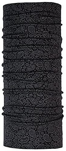 P.A.C. Merino Wool Paisley Black Multifunktionstuch - Merinowoll Schlauchtuch, Halstuch, Schal, Kopftuch