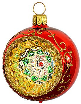 Thüringer Weihnacht 52-040 Christbaumkugel mit Reflex, 6 cm, rot, Reflex bunt, 3 Stück