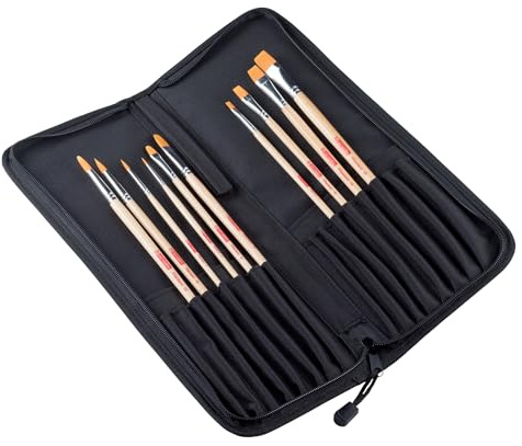 Talens Art Creation - Pinselset, 5 Stück in Baumwoll-Organizer - 4x Rund, 2x Katzenzunge, 4x Flach (Polyester)