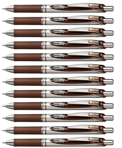 Pentel EnerGel XM BL77 Gelschreiber mit Druckmechanik, braun (12 Stück)