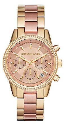 Michael Kors MK6475 Chronograph Uhr Damenuhr Edelstahl Edelstahl 5 bar Analog Chrono Datum Bicolor
