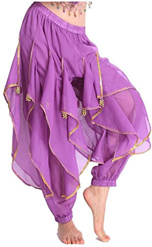 MUNAFIE Bauchtanz Hose, Tanzhosen für Damen, Bauchtanz Kostüm Damen Lila