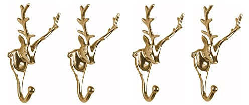 Artra Design GmbH Wandgarderobe Kleiderhaken 4er SET Geweih in GOLD Hirschgeweih Hirsch