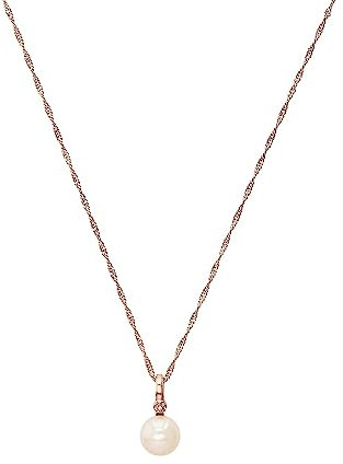 Amor Kette mit Anhänger 925 Sterling Silber Damen Halsschmuck, mit Zirkonia synth., mit Süßwasserzuchtperle, 45 cm, Rosa, Kommt in Schmuck Geschenk Box, 2022075