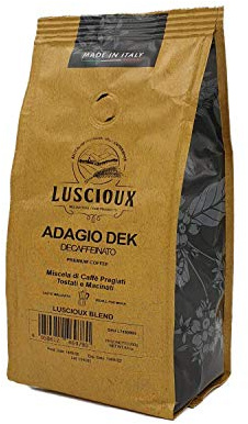 Café moulu Luscioux ADAGO DEK - Décaféiné - 4 x 250 gr | Pour ceux qui veulent renoncer à la caféine mais pas le plaisir d'un excellent café