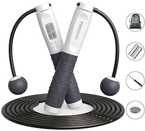 PROIRON Springseil mit zähler,kinder,Zwei Modelle springseil erwachsene fitness,verstellbar,Schwarz