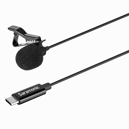 Saramonic Microphone Lavalier avec USB-C pour appareils Mobiles et Ordinateurs avec câble 6 m et Adaptateur USB-C à Angle Droit (LavMicro U3B)