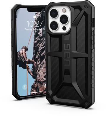 Urban Armor Gear Monarch Schutzhülle kompatibel mit Apple iPhone 13 Pro [Wireless Charging kompatibel, 5-Schichten Schutz nach Militärstandard, Erhöhter Rand] carbon fiber