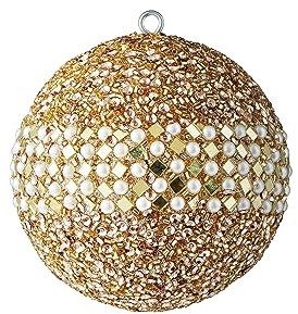 Opium, Weihnachtskugel 10cm Spiegelrauten, Gold/weiß