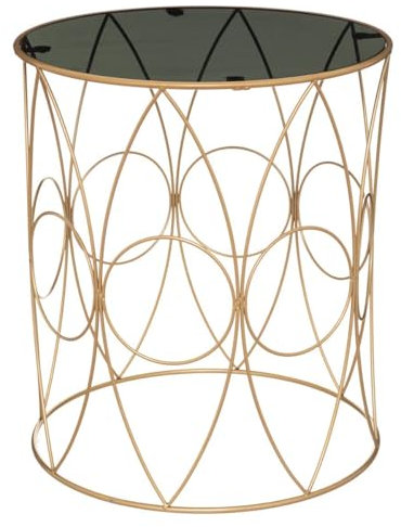 ATMOSPHERA CREATEUR D'INTERIEUR Mesa de Centro Sacha en Cristal Ahumado x2 Oro