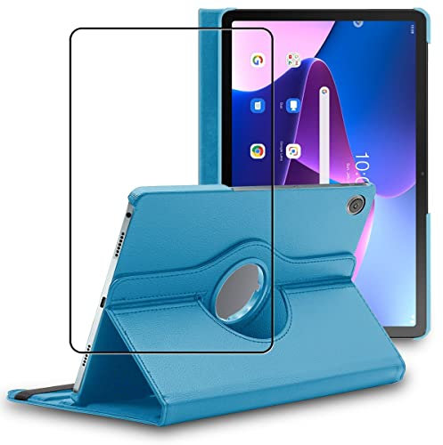 ebestStar - Cover per Lenovo Tab M10 Plus 10.6 (Gen 3), Custodia Protezione Rotazione 360, Pelle PU, Blu + Vetro Temperato