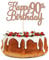 Gyufise 3Pcs Happy 90th Birthday Cake Topper Glitter 90th Birthday Cake Pick Cheers to 90 Years Old Ninety Fabulous Cake Decorations for 90th Birthday Theme Party Supplies Rose Gold