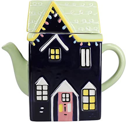 KitchenCraft The Nutcracker Collection Tetera de cerámica, 1,2 L, en caja de regalo, azul marino