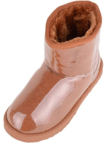 Childrens Kids Girls Soft Slip On Lightweight Faux Fur Lined Boots Booties