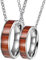 Beydodo Partnerkette für Sie und Ihn, Halskette Edelstahl 60CM mit 6MM mit Holz Ring Anhänger Kette Personalisiert