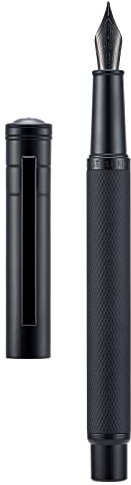 Hongdian Black Forest Fountain Pen Blade Nib Classic Design Calligraphy Pen with Converter and Metal Pen Case Set