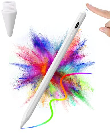 StylusCompatible con Apple iPad 2018-2022, Carga rápida, Detección de inclinación, Rechazo de palma, Se adhiere magnéticamente, para iPad 6/7/8/9 Generación/Pro 3/4/5/Air 3/4/5/Mini 5/6, Lápiz Stylus.
