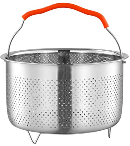 Hemoton Steamer Basket for Instant Pots Stainless Steel Steaming Rack Fruit Vegetables Eggs Meats Colander Strainer Insert for Electric Pressure Cooker Stovetop Cooking 4L