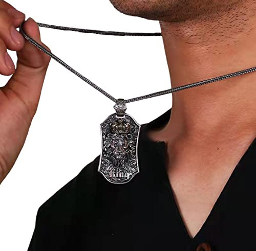 Bysonglezai Halskette Herren Anhänger Chain Ketten Dame Geschenk Vintage Tier Halskette Löwe Anhänger für Männer Biker Dog Tag Halskette Hip Hop Geschenk