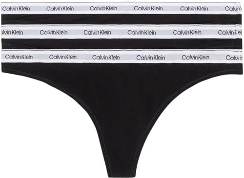Calvin Klein Pack de 3 Braguitas Tipo Tanga para Mujer Modern Logo, Negro (Black/Black/Black), XL
