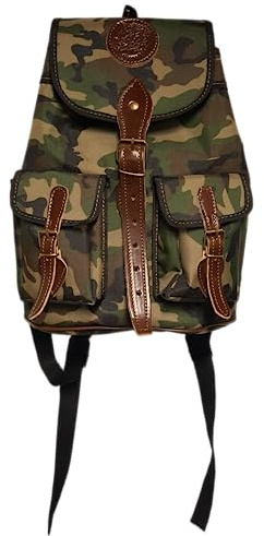 Mochila de caza en lona camuflaje, pequeña con dos bolsillos